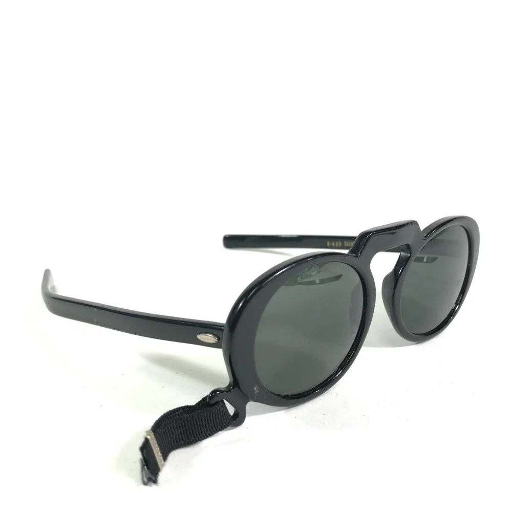 Vintage Suntimer Sunglasses S-633 Black Round Frames with Green Lenses 48-17-140